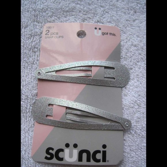 2 Scunci Large 3" Metal Glitter Snap Contour Hair Clips Conair Silver Gold Pink - Picture 8 of 11